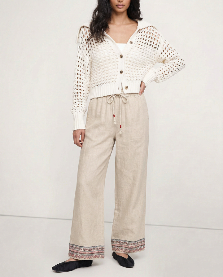 Olivia Bennet | Wide Leg Pant for Women in Natural Fabric