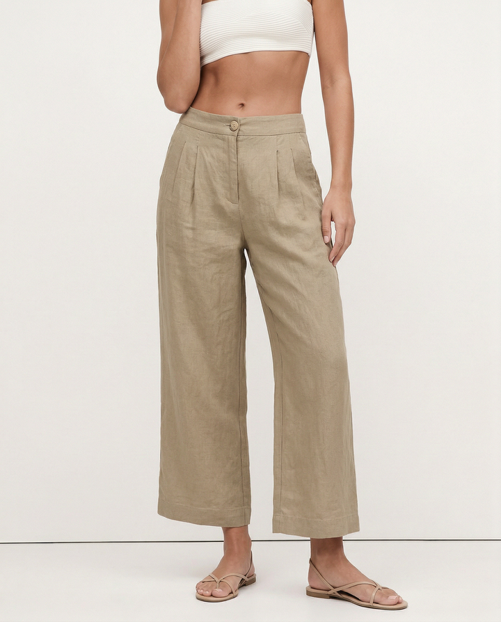 Olivia Bennet | Pleated Linen Culotte Pant
