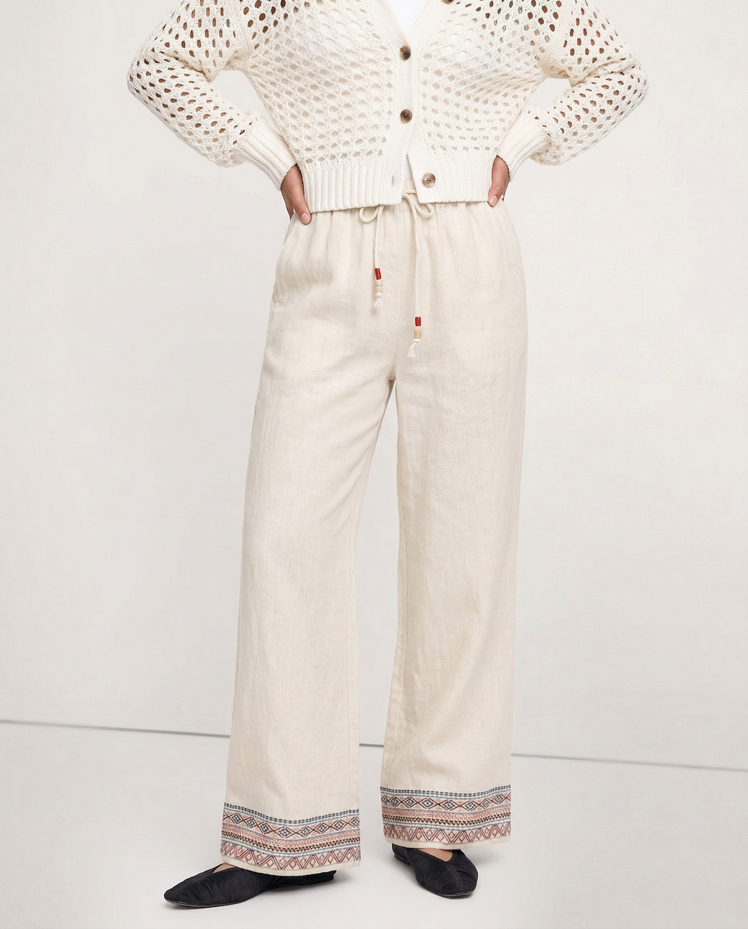 Olivia Bennet | Wide Leg Pant for Women in Natural Fabric