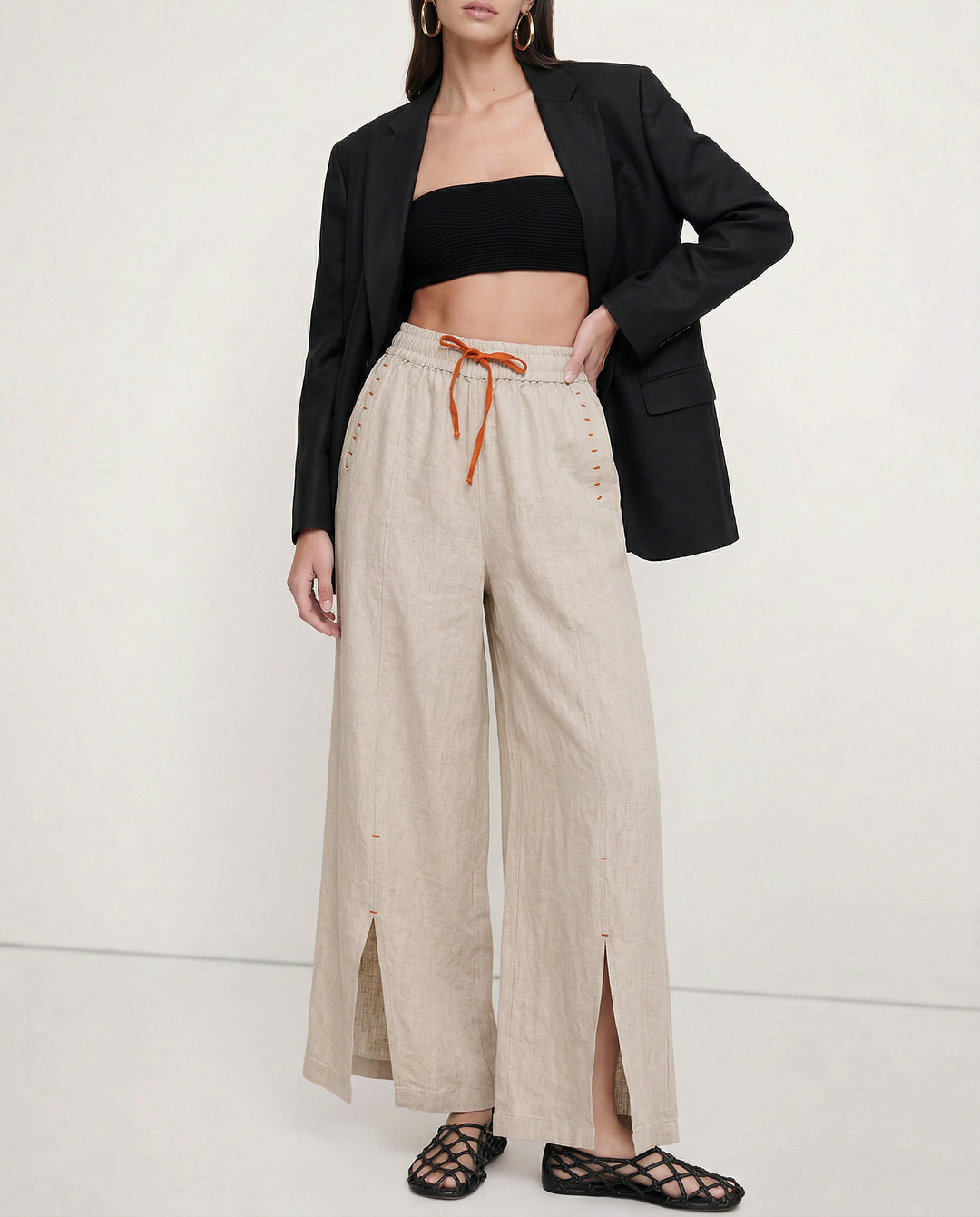 Olivia Bennet | Wide Leg Drawstring Pant for Women in Soft Fabric