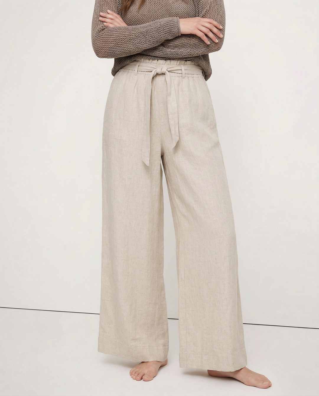 Olivia Bennet | Linen Wide Leg Pant for Women in Ruffle Style