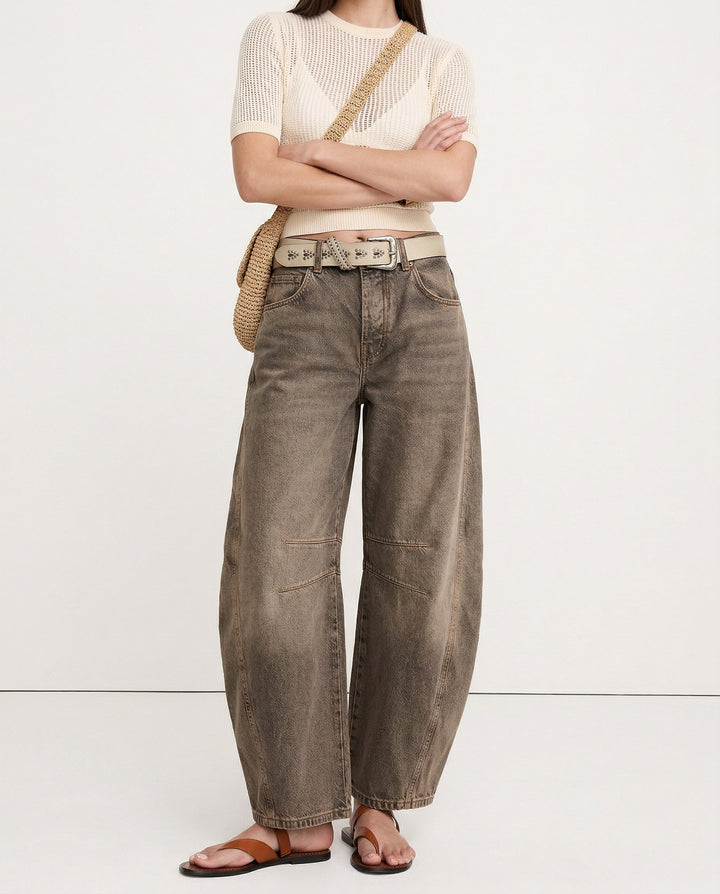 Olivia Bennet | Barrel-Leg Denim Jeans for Women