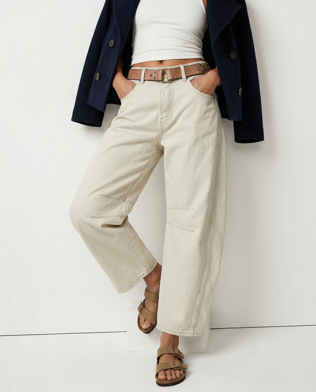 Olivia Bennet | Barrel-Leg Denim Jeans for Women