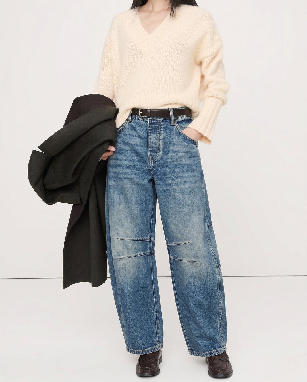 Olivia Bennet | Barrel-Leg Denim Jeans for Women