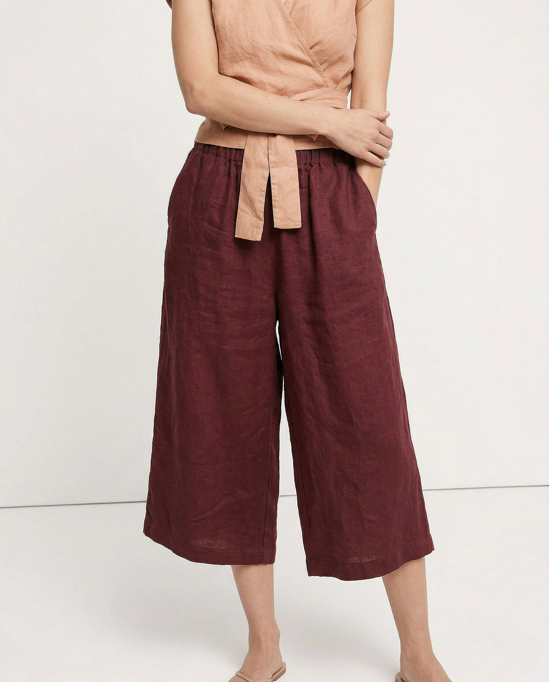 Olivia Bennet | Wide Leg Linen Pant for Women in Natural