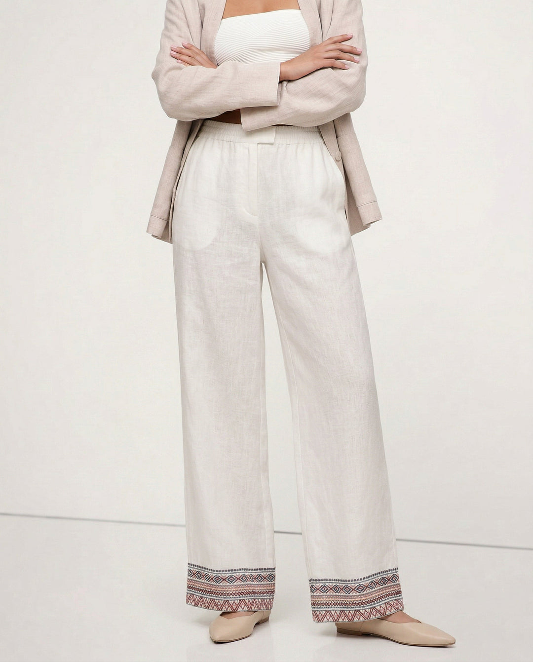 Olivia Bennet | Wide Leg Pant for Women in Natural Fabric