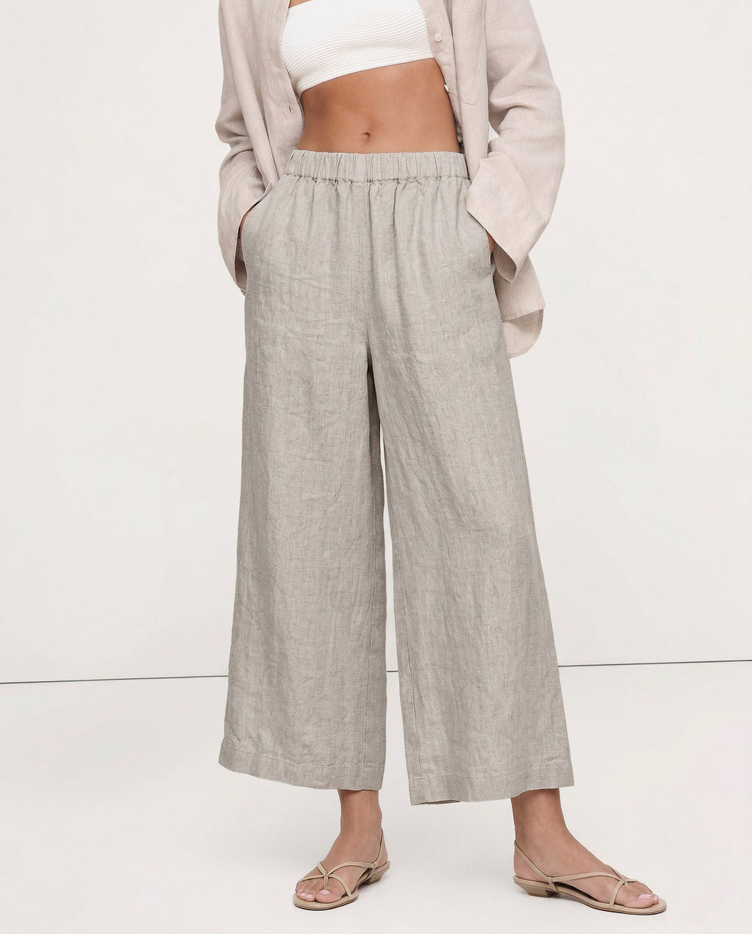 Olivia Bennet | Wide Leg Linen Pant for Women in Natural