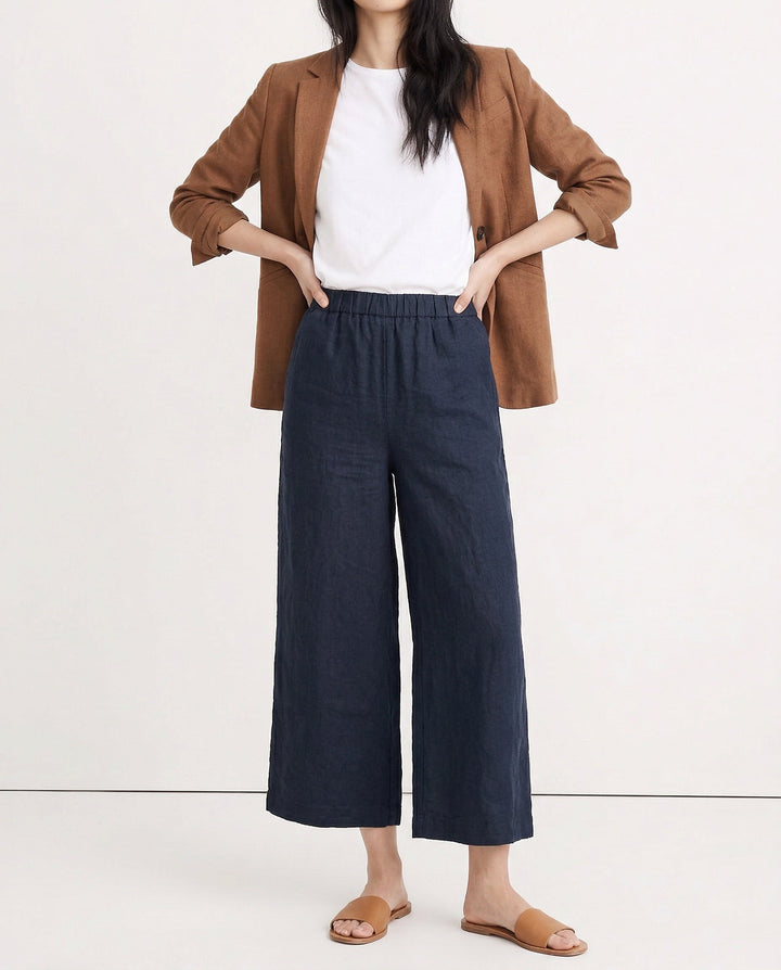 Olivia Bennet | Wide Leg Linen Pant for Women in Natural