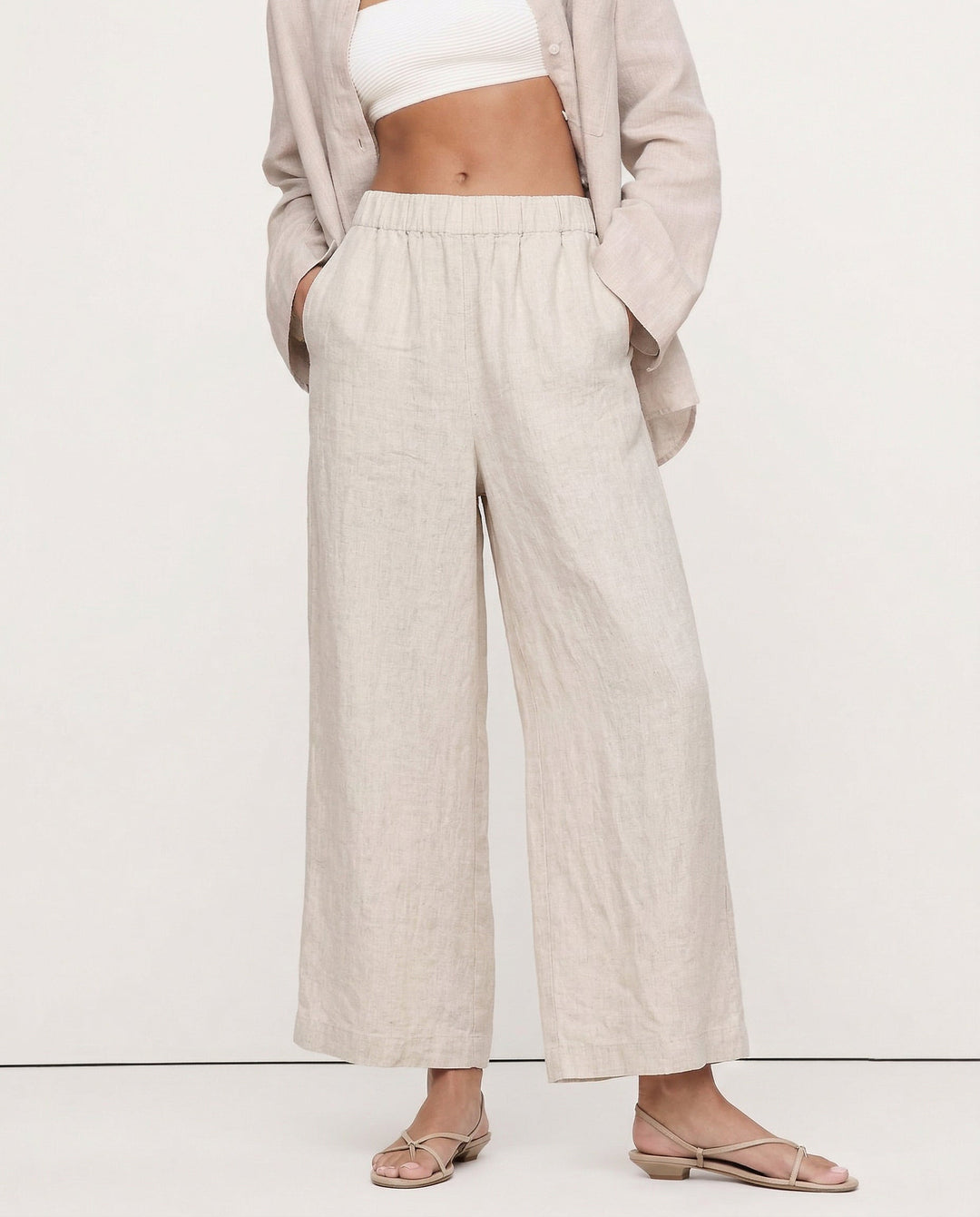 Olivia Bennet | Wide Leg Linen Pant for Women in Natural