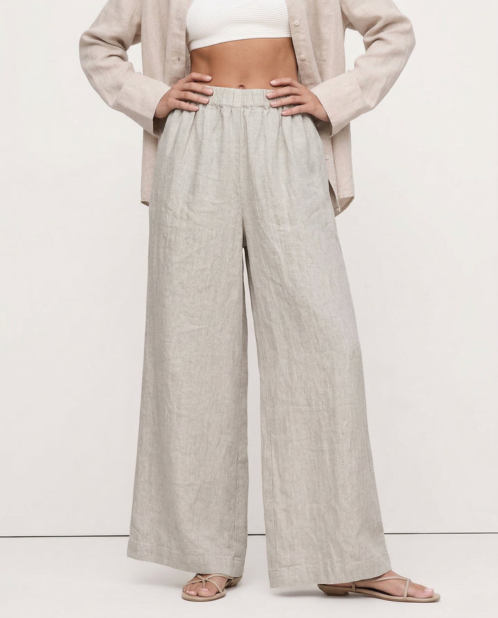Olivia Bennet | Wide Leg Linen Pant for Women in Natural