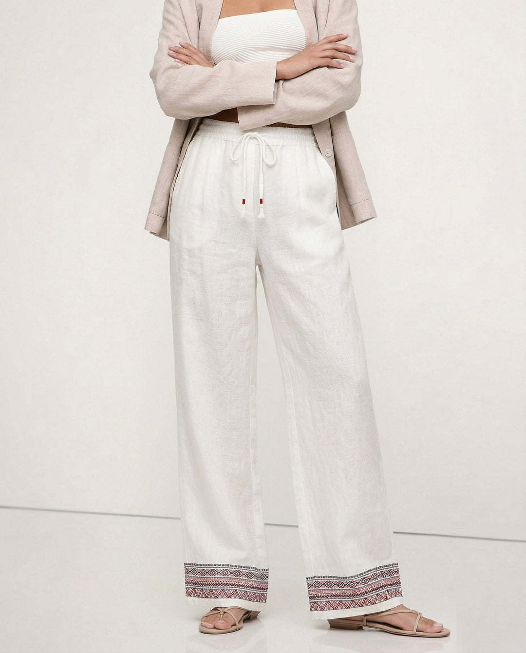Olivia Bennet | Wide Leg Pant for Women in Natural Fabric