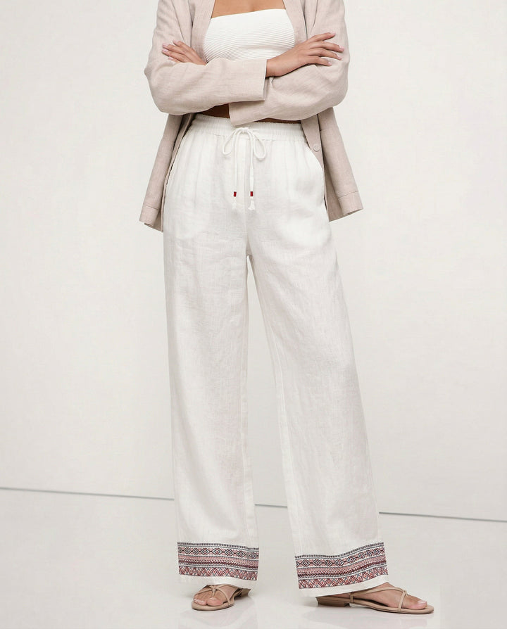 Olivia Bennet | Wide Leg Pant for Women in Natural Fabric