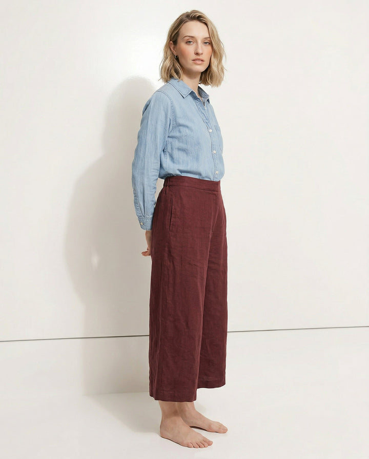 Olivia Bennet | Wide Leg Linen Pant for Women in Natural
