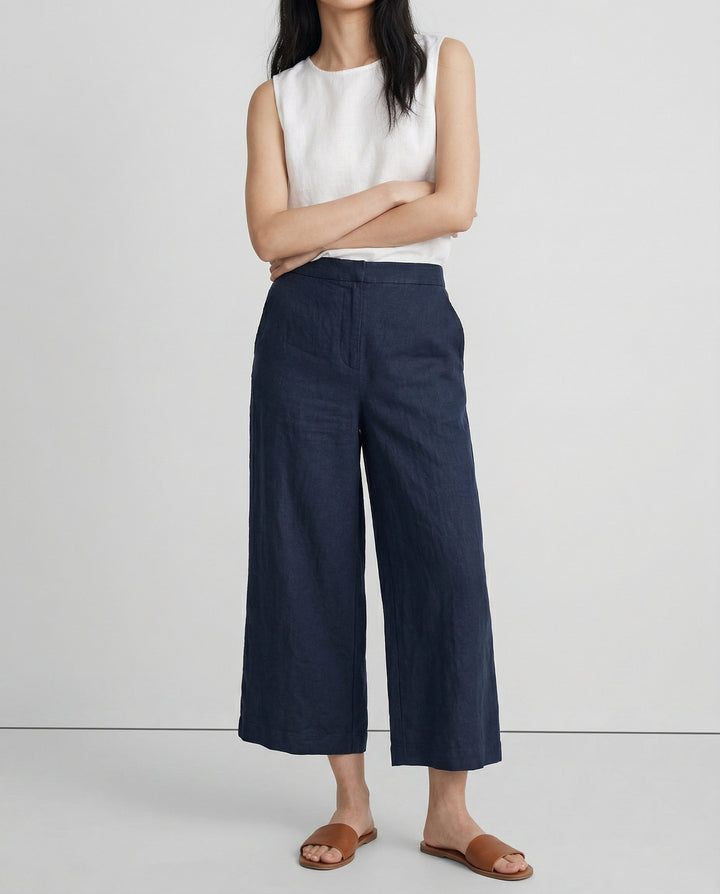 Olivia Bennet | Wide Leg Linen Pant for Women in Natural