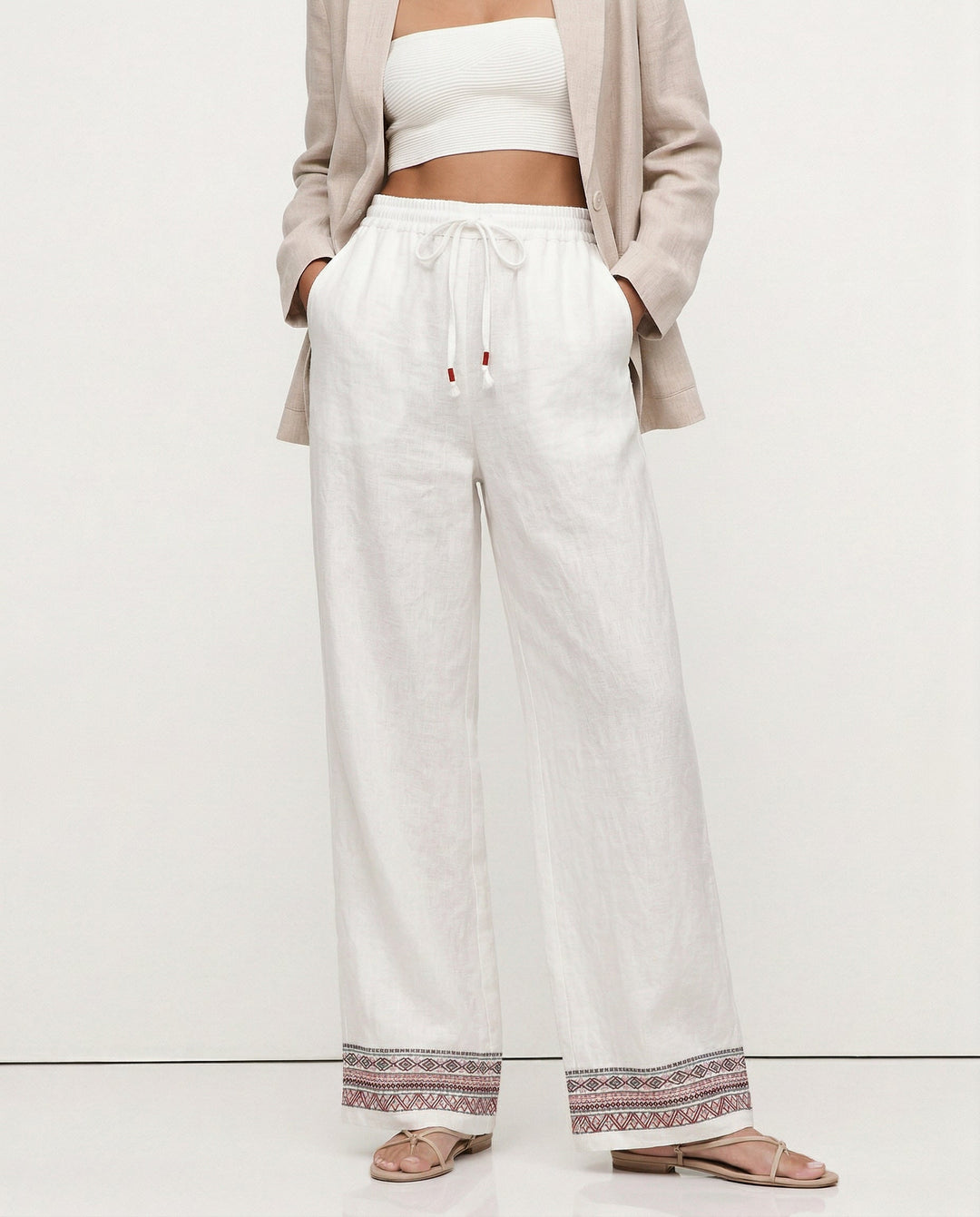 Olivia Bennet | Wide Leg Pant for Women in Natural Fabric