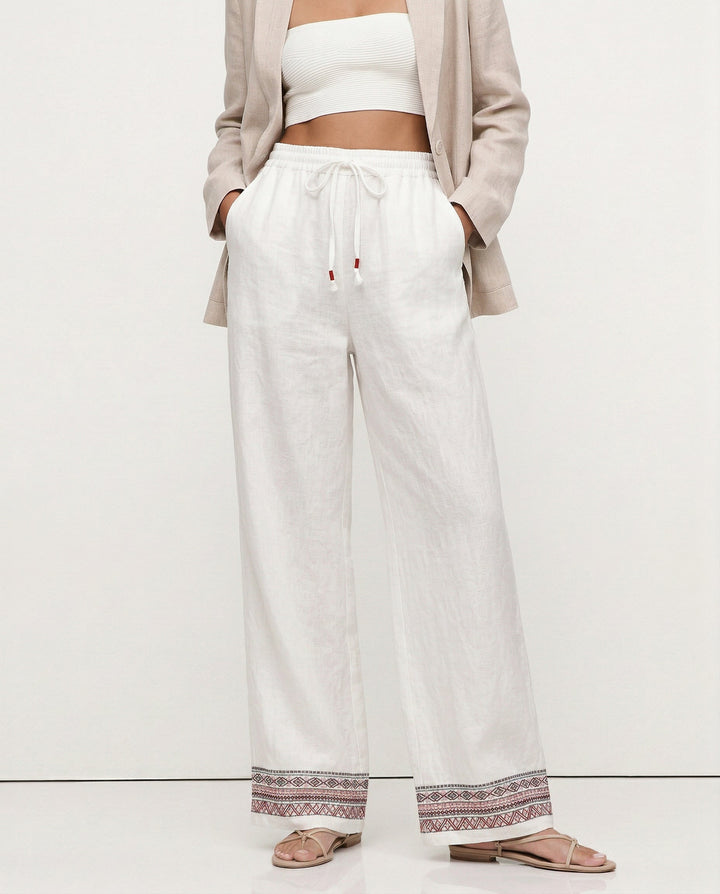 Olivia Bennet | Wide Leg Pant for Women in Natural Fabric