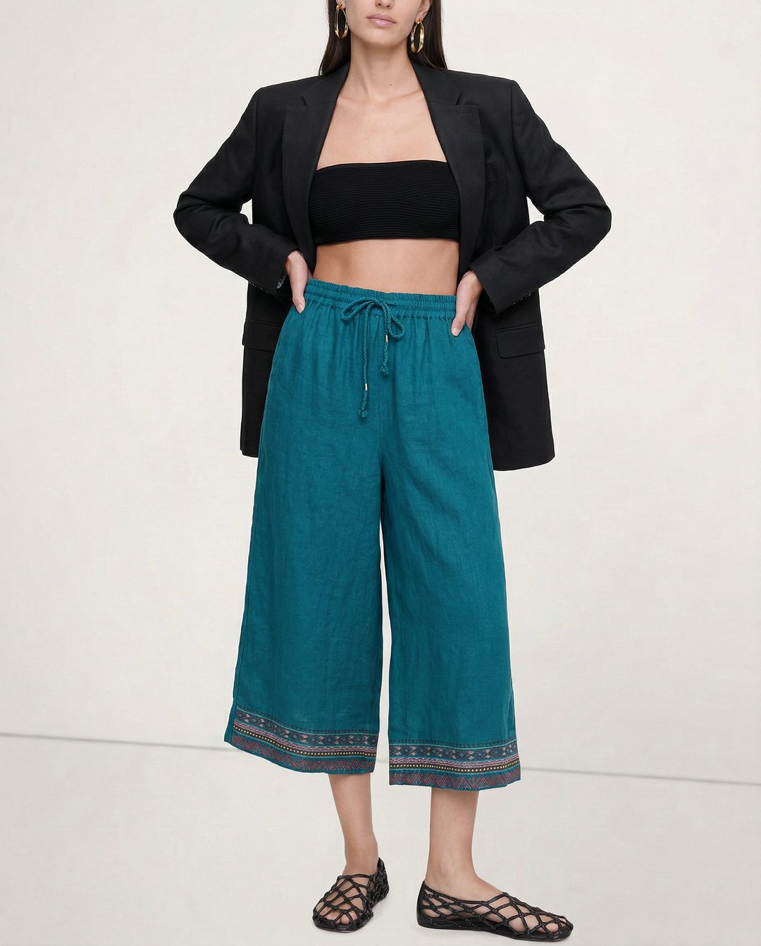 Olivia Bennet | Wide Leg Pant for Women in Natural Fabric