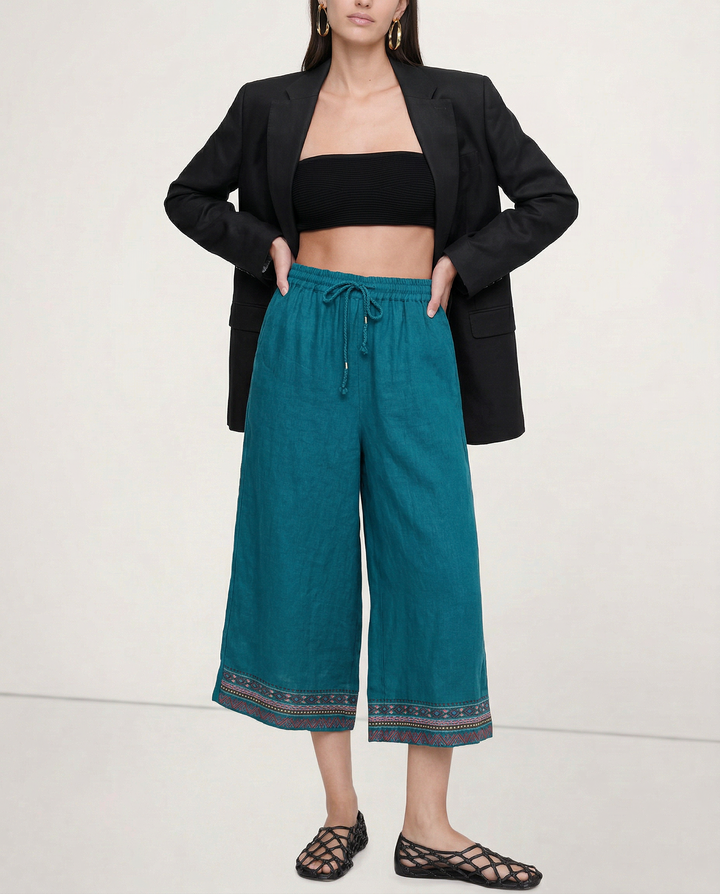 Olivia Bennet | Wide Leg Pant for Women in Natural Fabric