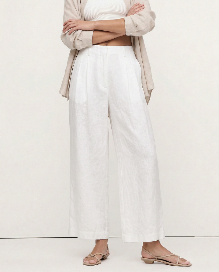 Olivia Bennet | Pleated Wide Leg Linen Pant