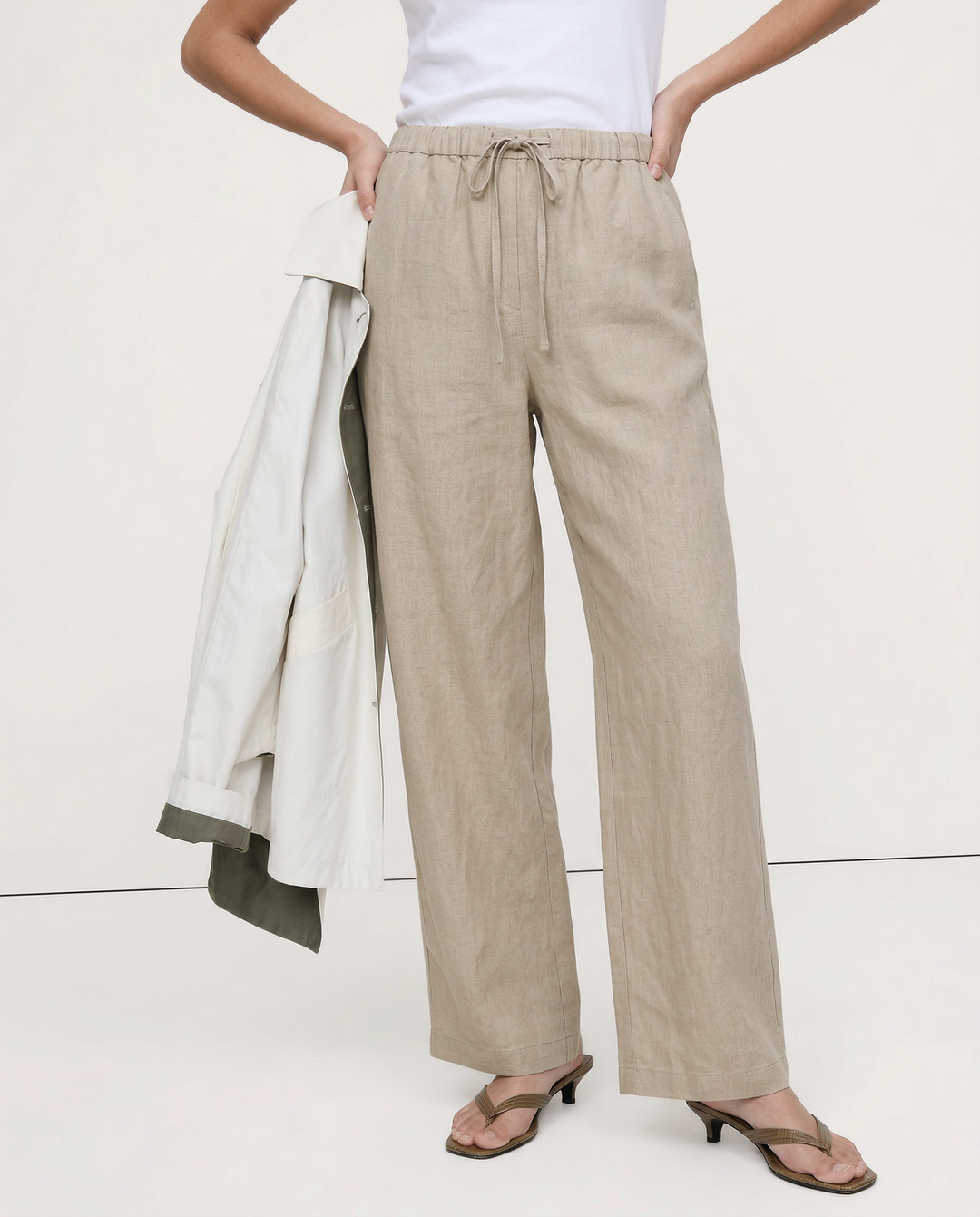 Olivia Bennet | Wide Leg Linen Pant for Women in Natural Color