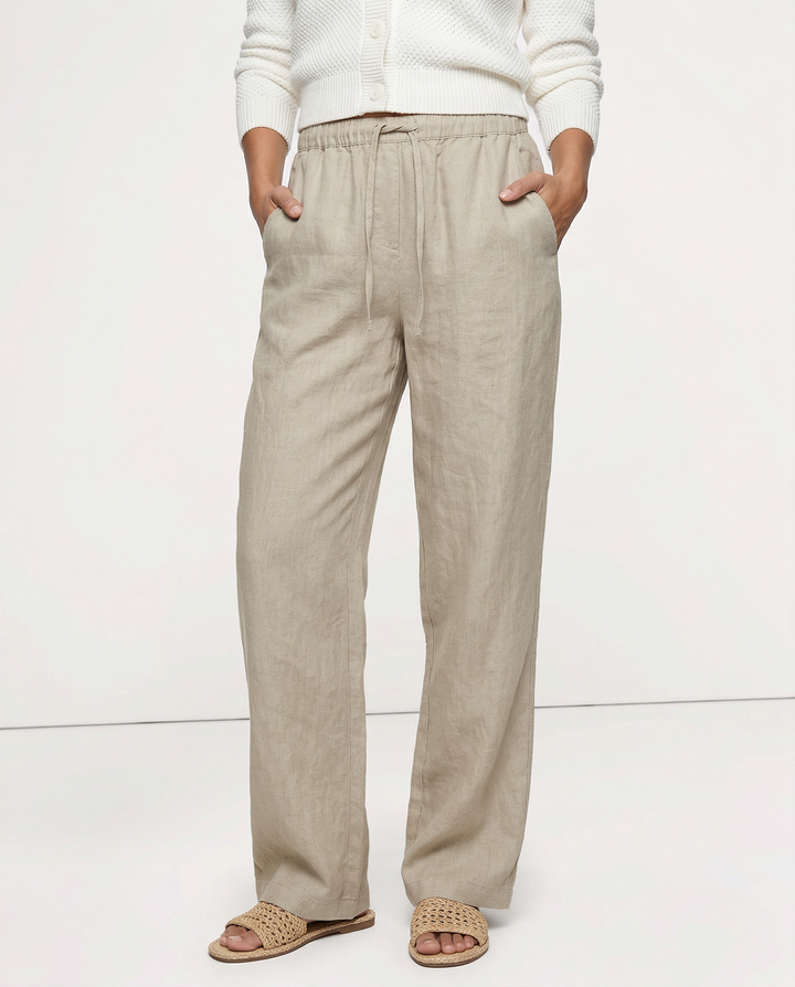Olivia Bennet | Wide Leg Linen Pant for Women in Natural Color
