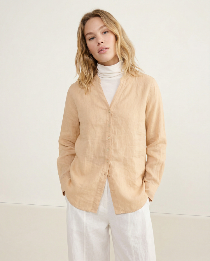 Olivia Bennet | Linen V-Neck Shirt for Women