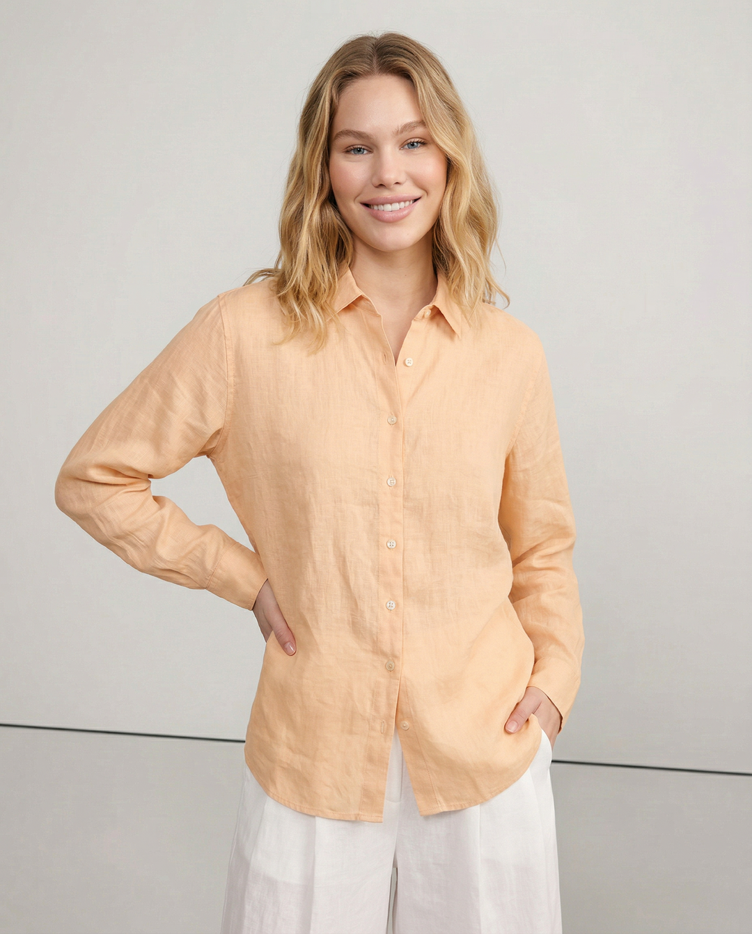 Olivia Bennet | Linen V-Neck Shirt for Women