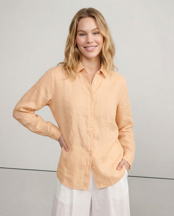 Olivia Bennet | Linen V-Neck Shirt for Women
