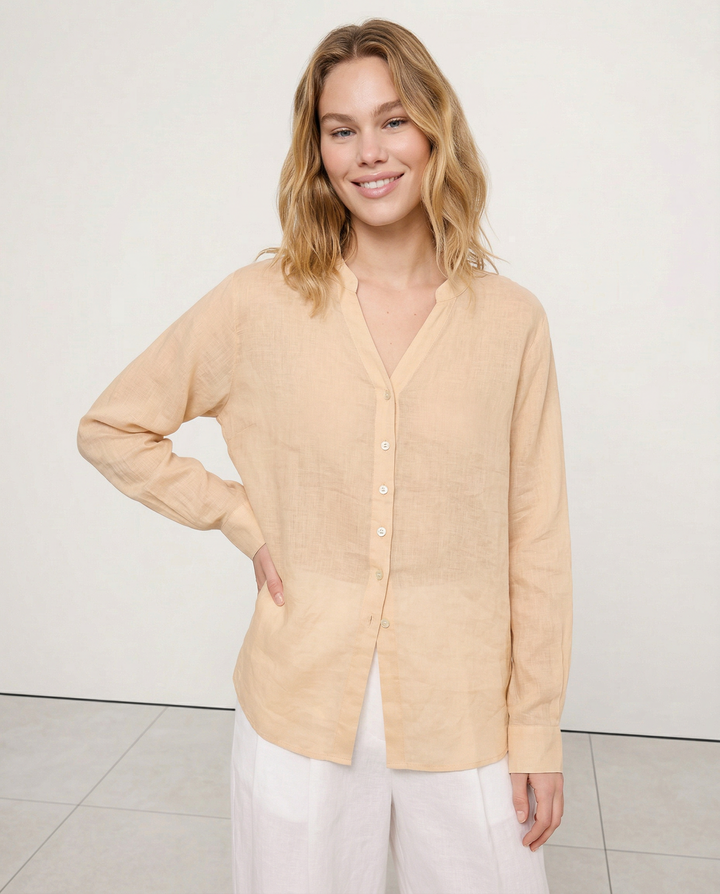 Olivia Bennet | Linen V-Neck Shirt for Women