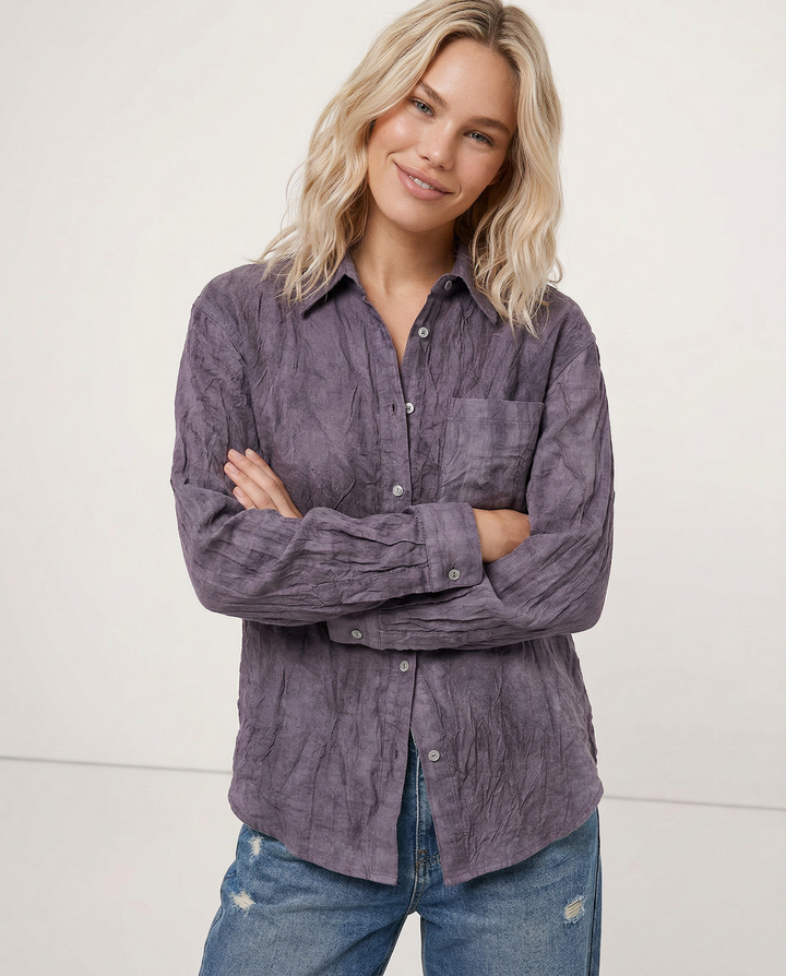 Olivia Bennet | Pleated Linen Button Shirt