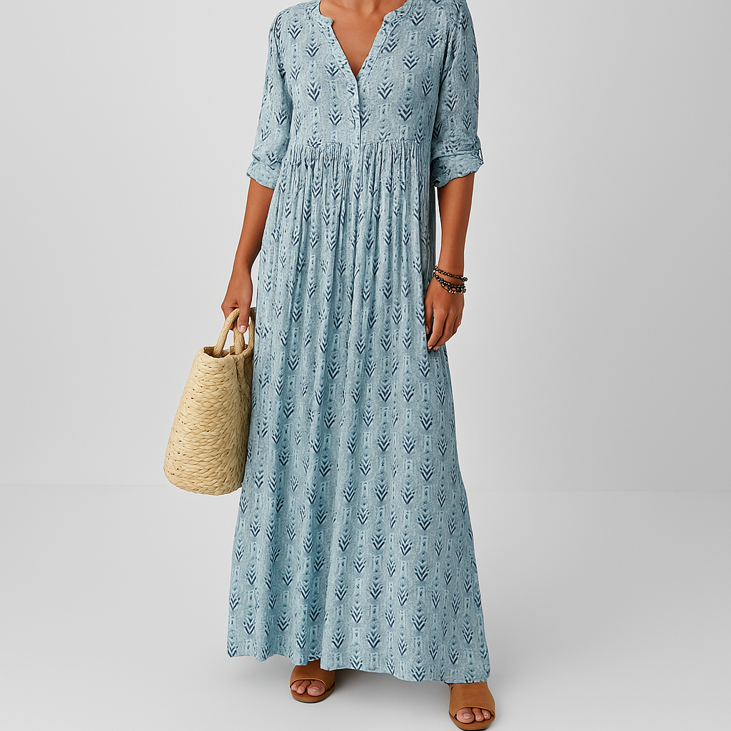 Women Long Sleeve Summer Boho Print Dress
