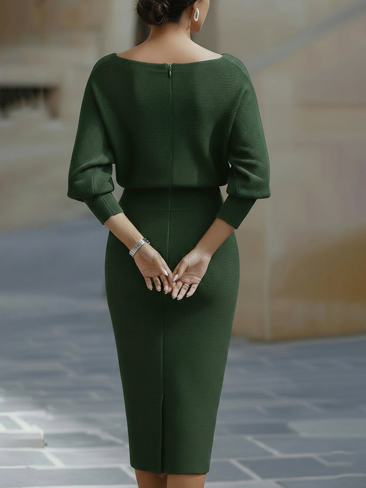 Olivia Bennet | White Draped Batwing Jersey Midi Dress
