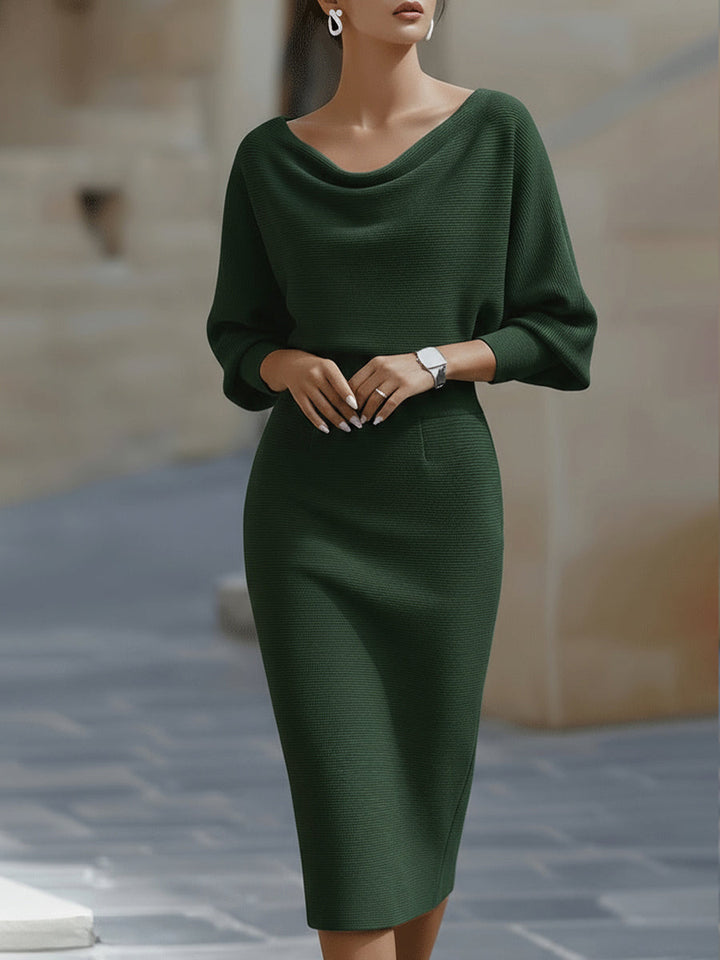 Olivia Bennet | White Draped Batwing Jersey Midi Dress