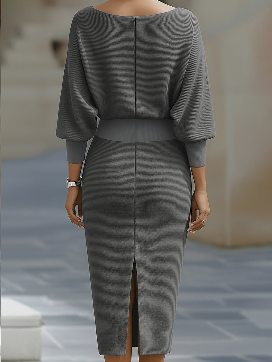 Olivia Bennet | White Draped Batwing Jersey Midi Dress