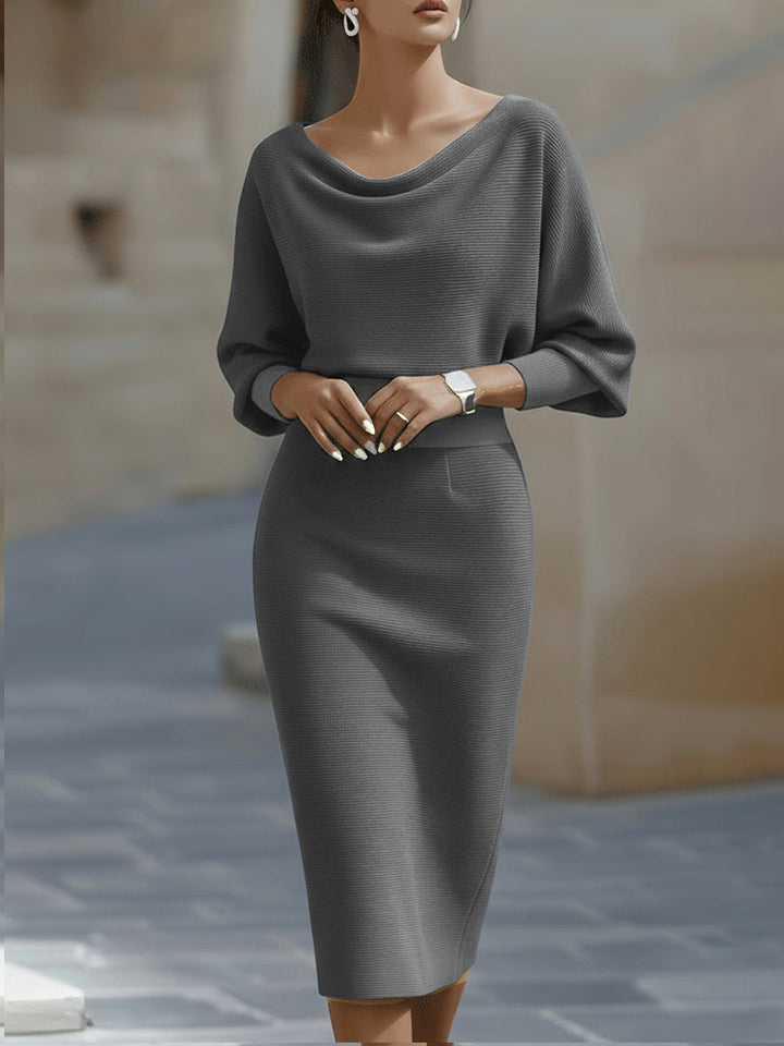 Olivia Bennet | White Draped Batwing Jersey Midi Dress