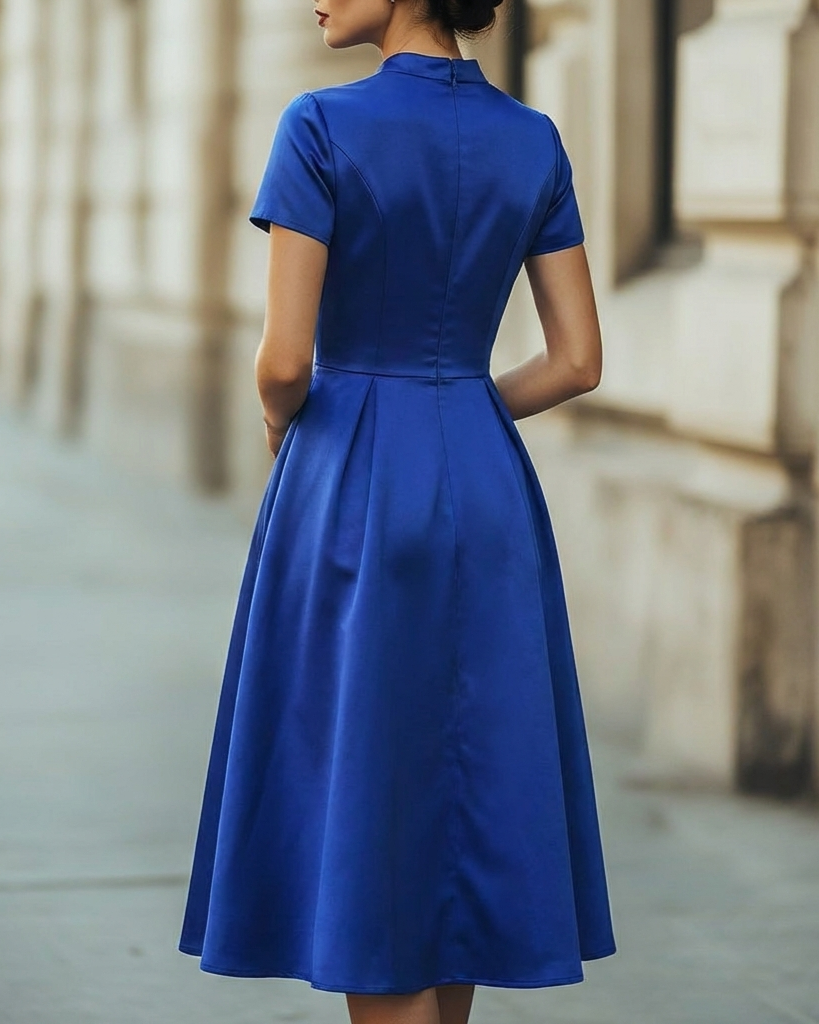 Olivia Bennet | Ivory A-Line Midi Crepe Dress
