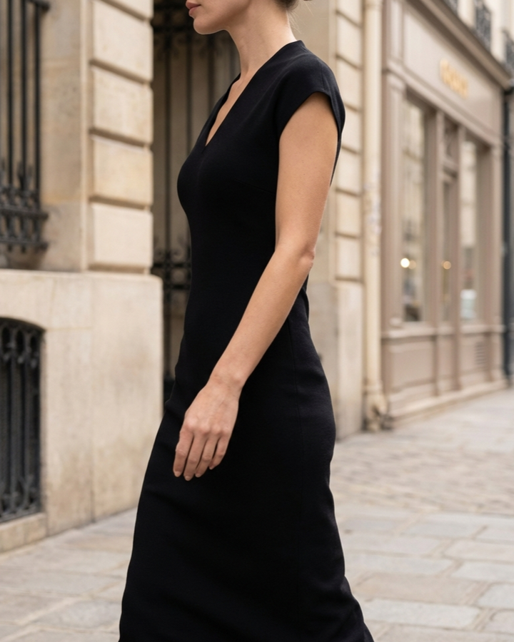 Olivia Bennet | V-Neck Pencil Midi Dress