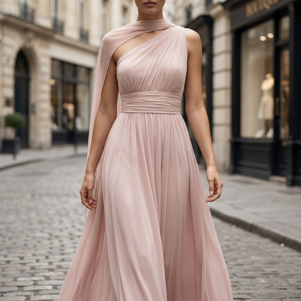 Olivia Bennet | Ivory High-Neck Sleeveless Tulle Overlay Evening Gown