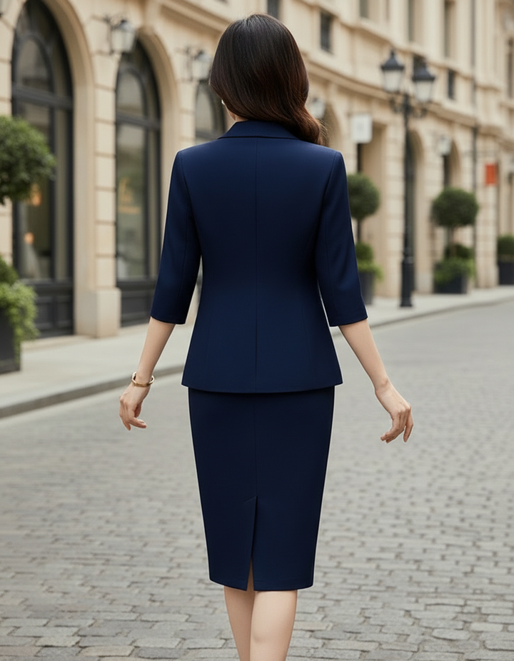 Olivia Bennet | Tailored Notched-Lapel Wool-Blend Blazer & Sheath Dress Set