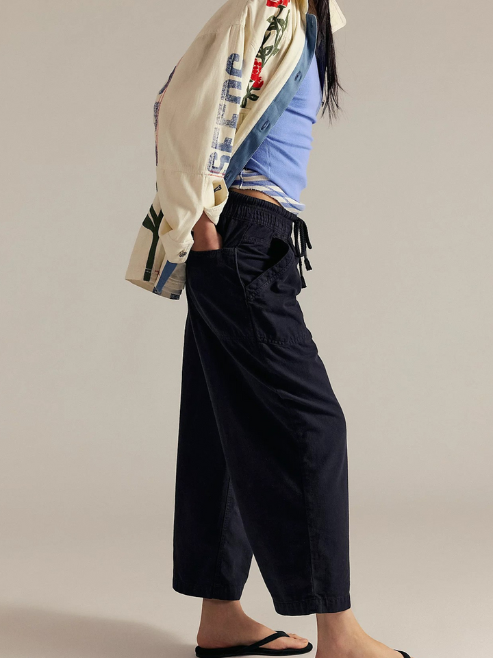 Olivia Bennet | Weekender Drawstring Jeans for Women in Denim Blue