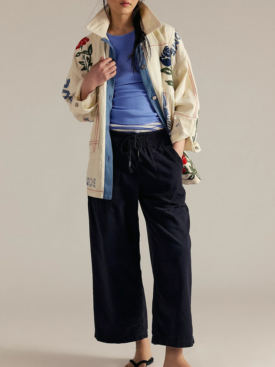 Olivia Bennet | Weekender Drawstring Jeans for Women in Denim Blue
