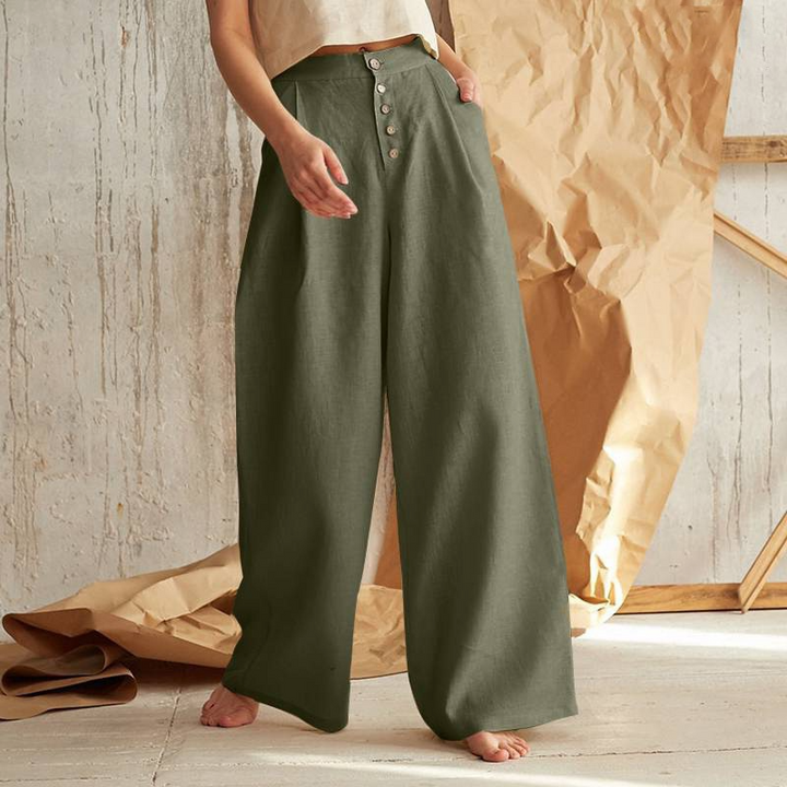 Olivia Bennet | Cotton Wide-Leg Pant for Women in Natural