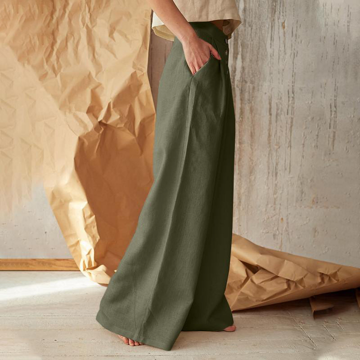 Olivia Bennet | Cotton Wide-Leg Pant for Women in Natural