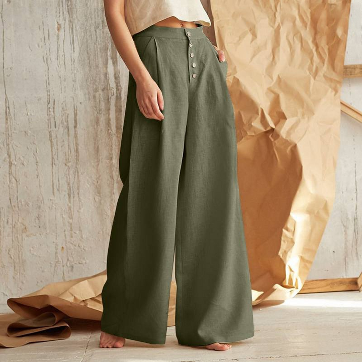 Olivia Bennet | Cotton Wide-Leg Pant for Women in Natural