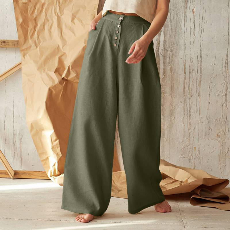 Olivia Bennet | Cotton Wide-Leg Pant for Women in Natural