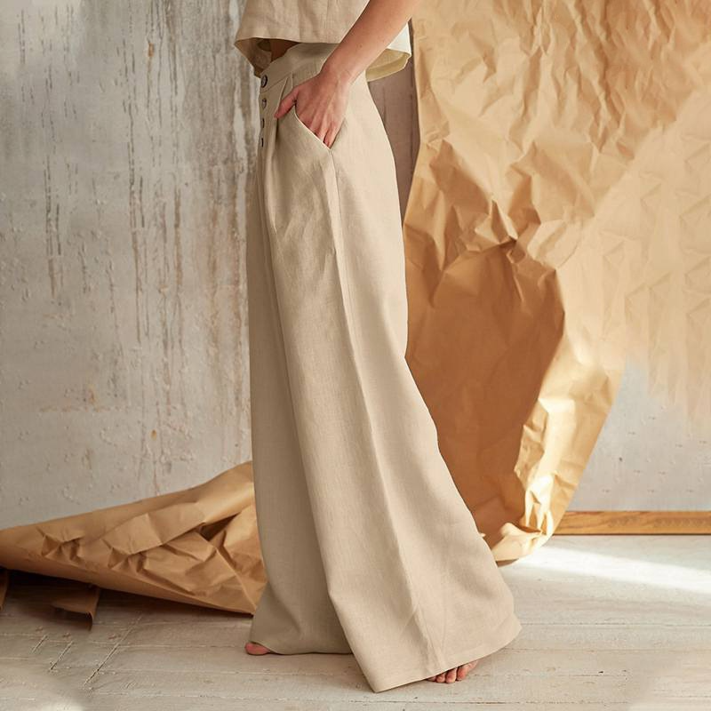 Olivia Bennet | Cotton Wide-Leg Pant for Women in Natural