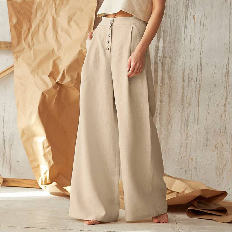 Olivia Bennet | Cotton Wide-Leg Pant for Women in Natural