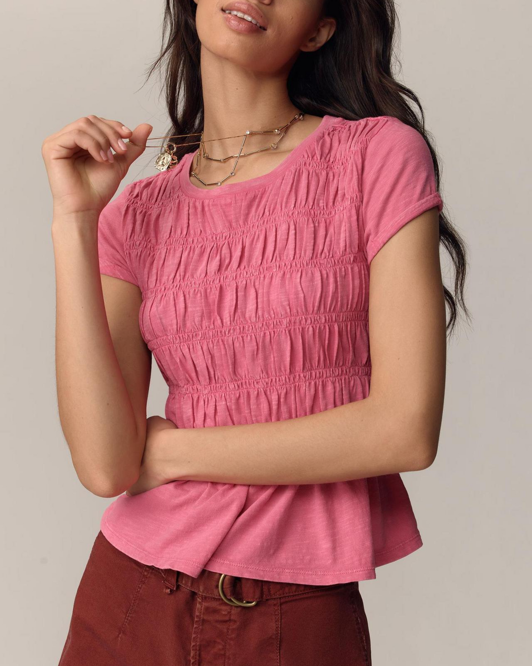 Olivia Bennet | Ruffle Top for Women in Lightweight Fabric