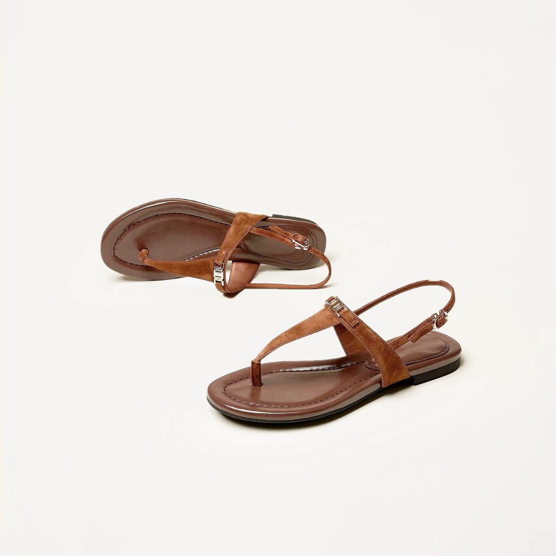 Olivia Bennet | Buckle Strap Sandals for Women in Natural Color