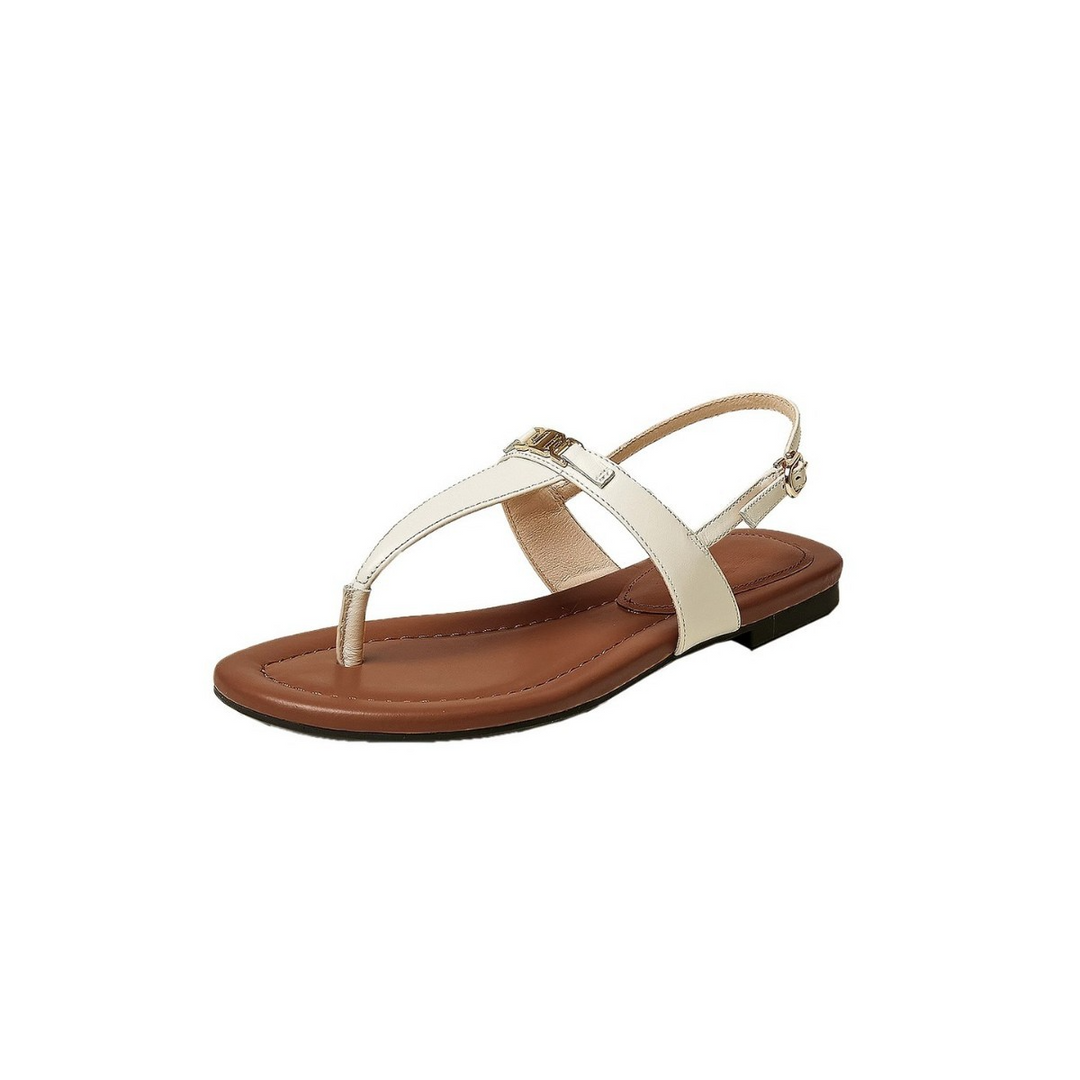 Olivia Bennet | Buckle Strap Sandals for Women in Natural Color